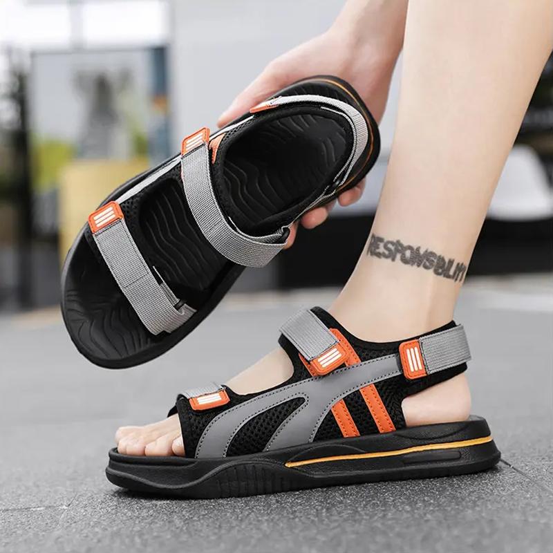 Summer Trendy Men's Sandals Open-toe Breathable Casual Sports Beach Shoes Fashion Soft Elastic Comfortable Non-slip Male Sandals