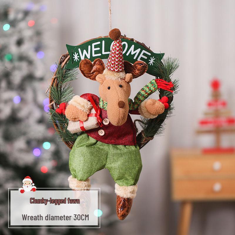 Rattan Christmas Wreath Hanging Ornament for Door & Wall Decoration