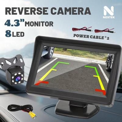 4,3" HD Auto-Rückspiegel Parksystem Nachtsicht-Monitor mit 8 LED Weitwinkel-Rückfahrkamera für Autos SUVs Lkw