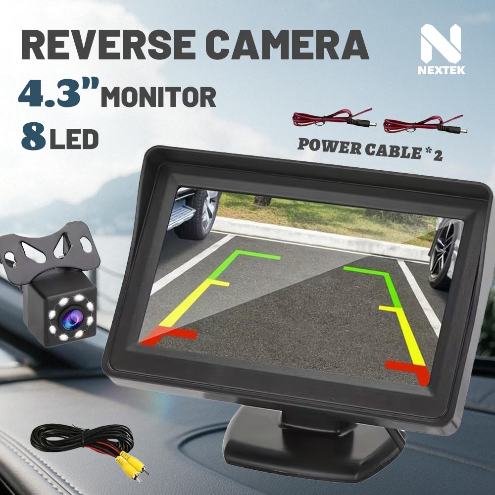 4.3  HD Car Rearview Mirror Parking System Night Vision Monitor with 8 LED Wide Angle Backup Camera for Cars SUVs Trucks