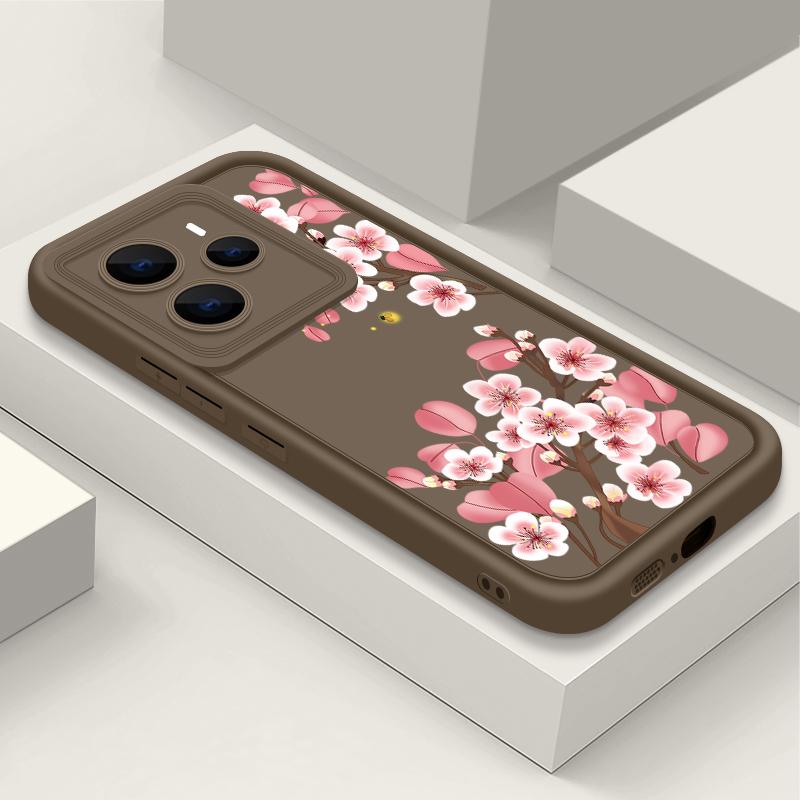 

М який чохол TPU з кольоровим квітковим візерунком для Xiaomi 14T Pro 13T Poco F6 Pro X6 M6 X5 Redmi Note 14 Pro 13 12 11 10 Матова протиударна задня кришка Xiaomi 13T / 13T Pro рожевий/кавовий