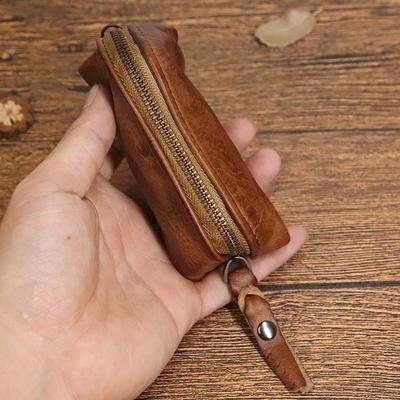 Genuine Leather Key Bag, Personalized and Simple, with A First Layer of Vegetable Tanned Cowhide and Handmade Car Key Bag for Both Men and Women