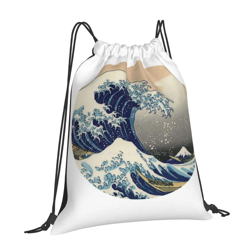 Hokusai Wave School Bag Big Capacity Backpack Laptop Hokusai Wave Japanese Style Vague Japon Ancien Old Vintage