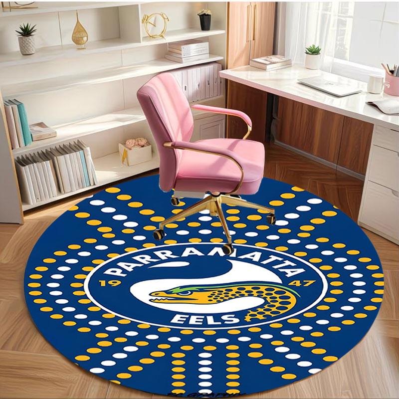 Parramatta Eels Print Round Rug, Washable Floor Carpet, For Entryway Dorm Laundry Room Office Study, Home Decor Birthday Christmas Gift