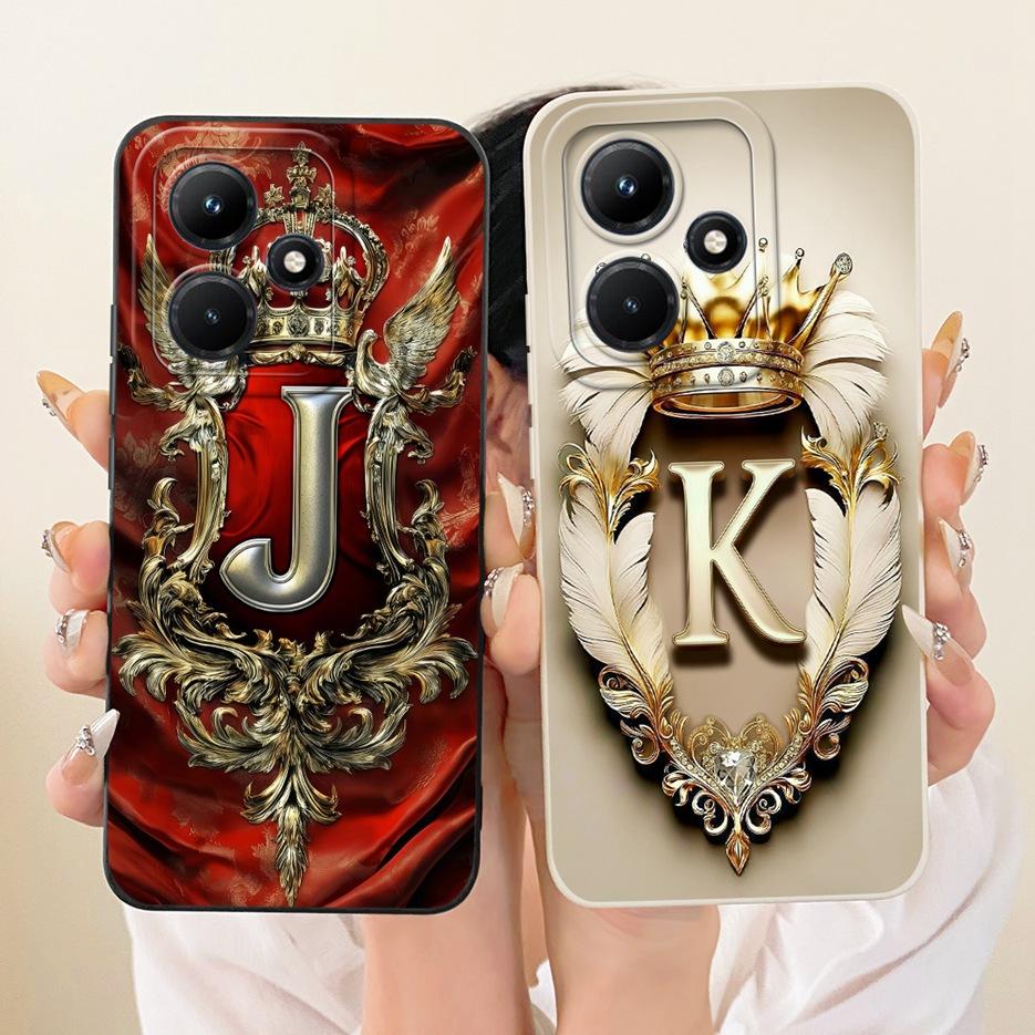 For Xiaomi Redmi Note 12R Case Redmi 12 5G Cute Crown Letters Cover Soft Silicone Case For Xiaomi Redmi Note 12r Redmi12 5G Bags