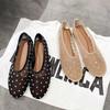 Luxury Crystal Rivet Design Mesh Sandals Women Light Breathable Flats Fashion Comfort Mules Shoes Elegant Loafers Ballet Shoes
