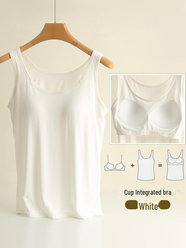 Modalowa wyściełana kamizelka plus size dla kobiet, dopasowana, jednolity kolor, wszechstronny jednoczęściowy, okrągły dekolt