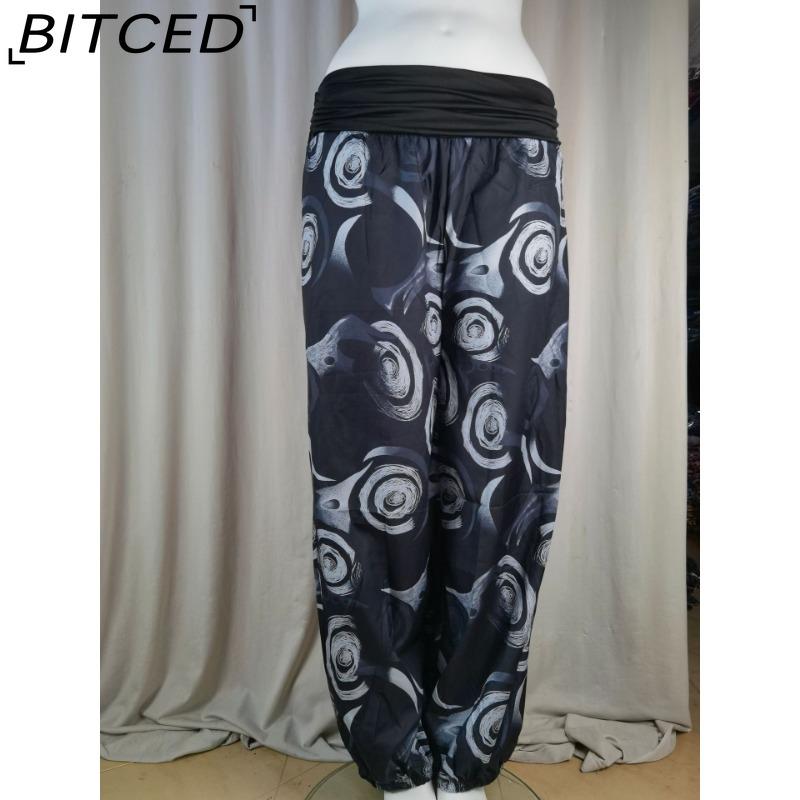 BITCED 15 Color Women Casual Elastic Waist Plus Size Print Long Trousers Straight Loose Long Pants Haren