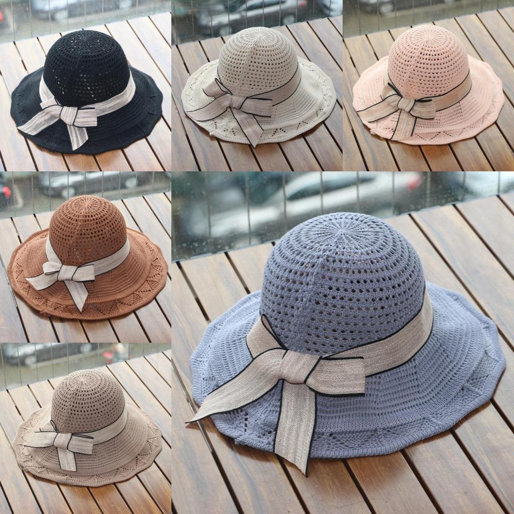 Beach Wide Brim Hat With Sun Shield And Bow Decoration For Women Outdoor Use