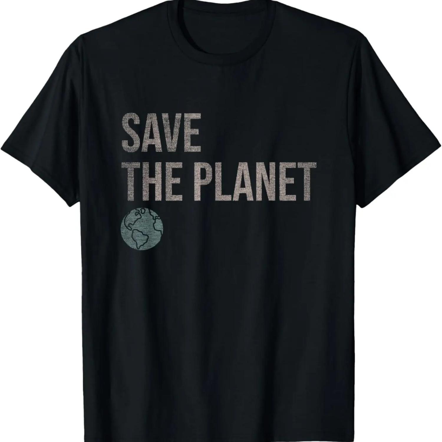 Vintage Save the Planet Save the Earth Distress T-Shirt S чёрный