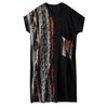 DIMANAF 2025 Plus Size Summer Women Long Dress Oversized Vintage Basic Pocket V-Neck Casual Printing Loose Dress