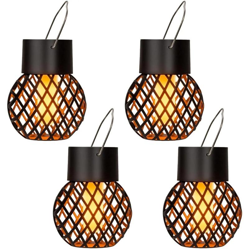 Solar LED Outdoor Flame Effect Hanging Lantern Out Waterproof Garden Decoration Lamp Solar Fairy Light For Patio Garden Yard