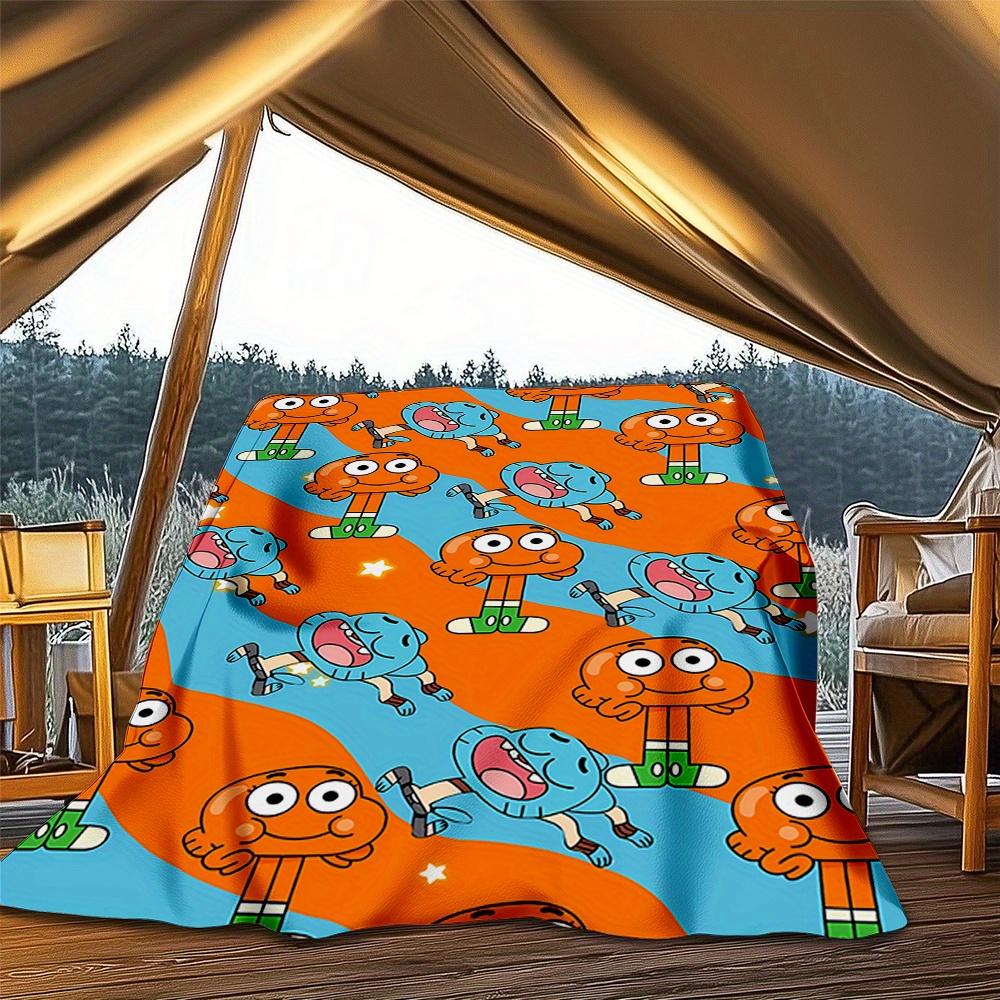 1pc Gumball, Penny, Cartoon Digital Printed Flannel Blanket, Super Soft Plush Fleece Bed Cover, Multipurpose Four Season Blanket for Sofa, B