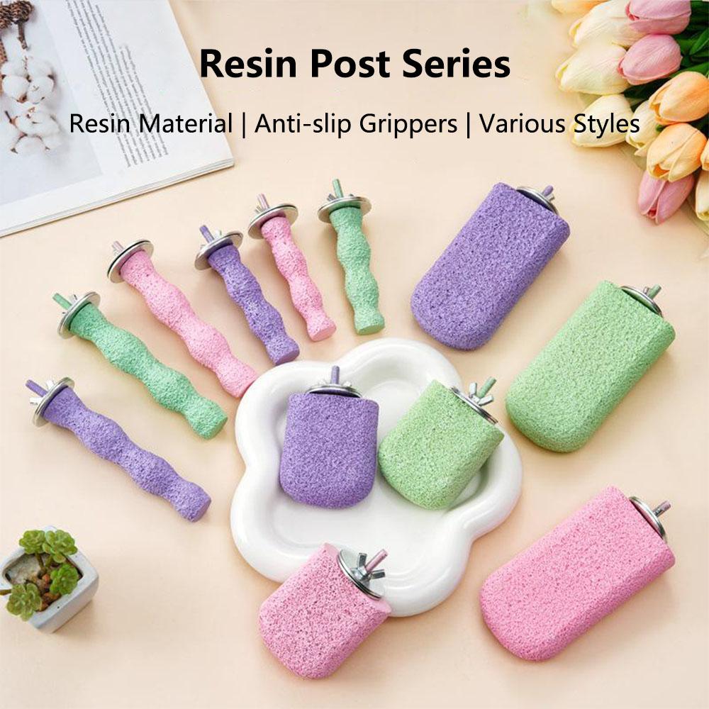 Resin Bird Perch for Claw & Beak Grinding, Anti-Scratch Parrot Standing Stick, Durable Foot Health Trimmer for Budgie Cockatiel Cage Accessories
