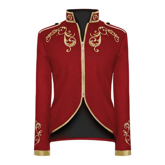 Halloweenský mužský kabát s elegantními výšivkami a tenkým nepravidelným spodkem vintage bunda pro výkon