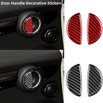 2pcs Carbon Fiber Car Door Handle Cover Sticker For MINI Cooper R55 R56 R60 R61 Clubman Countryman F55 F54 Interior Modification