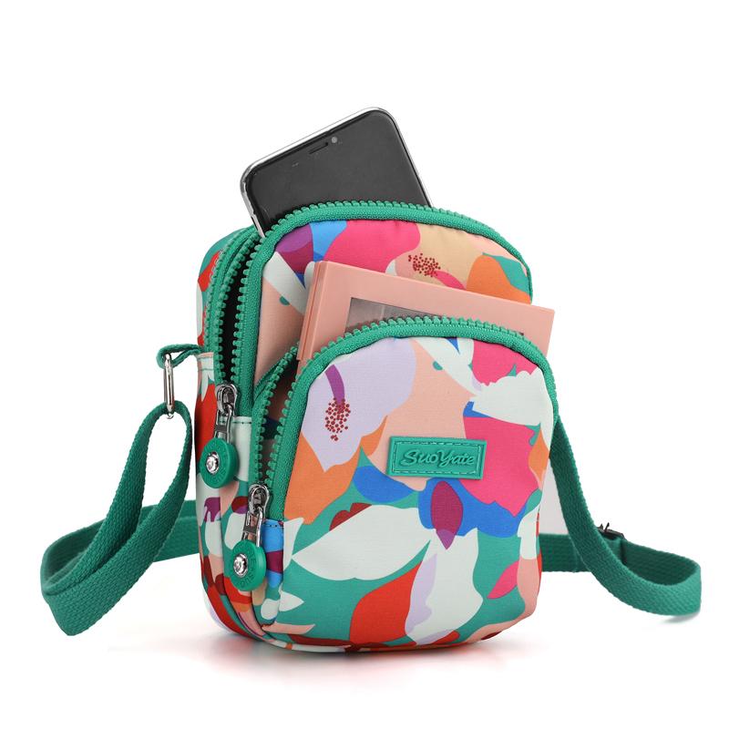 Fashion Floral Pattern Female Mini Bag Fabric Girls Small Shoulder Bag Pretty Style Girls Shopping Phone Bag
