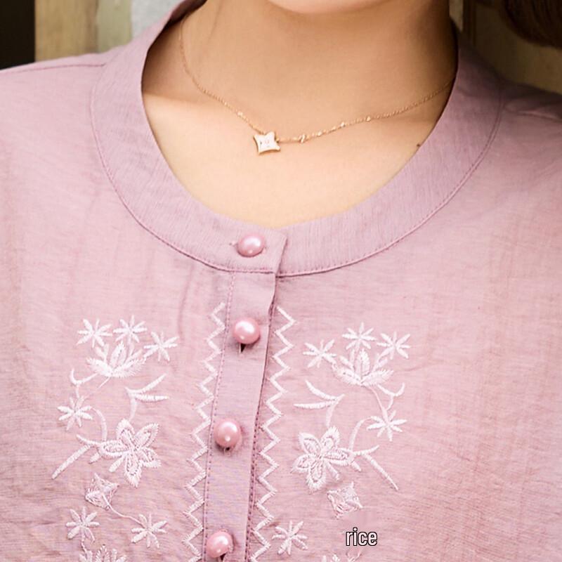 Pasite Women's New Chinese Style Embroidered Summer Pullover Shirt