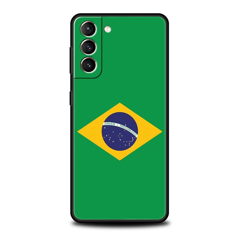 

Large Brazil Flag Soft Phone Case For Samsung Galaxy S25 Edge S24 Plus S23 FE S22 S21 S20 Ultra 5G S10 Black Protect Cover Samsung S20