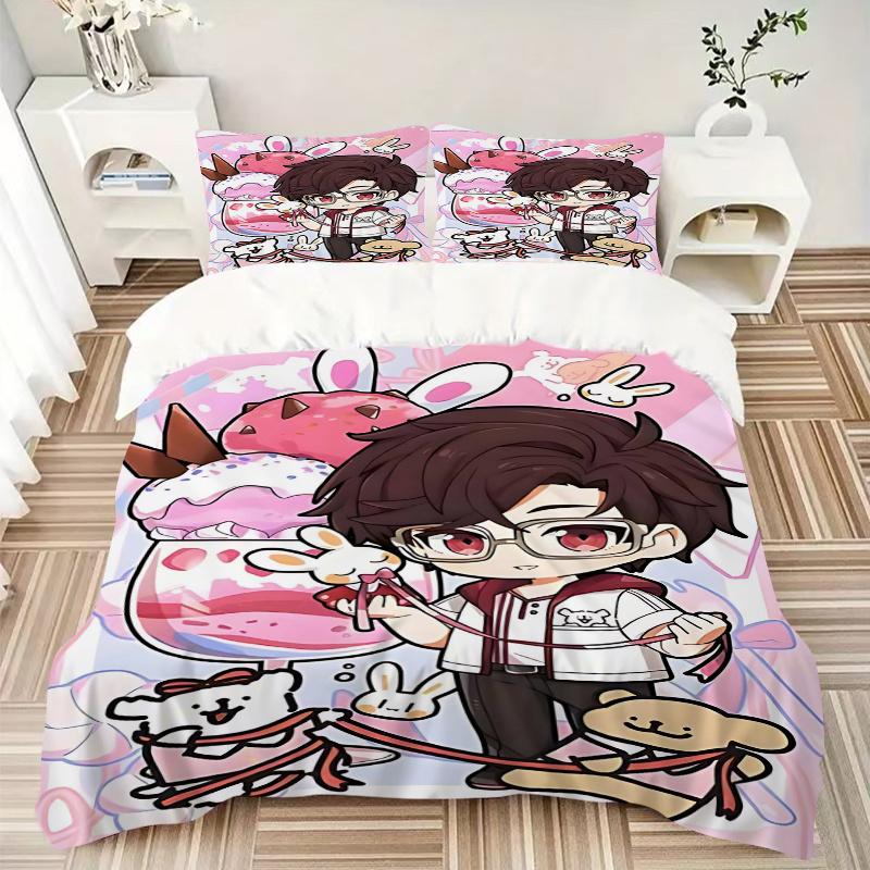 3pcs Anime Cartoon Design Comforter Set with One Quilt Cover and Two Pillowcases (No Core) - Festive Gift for Bedroom and Guest Room Decoration, Polye