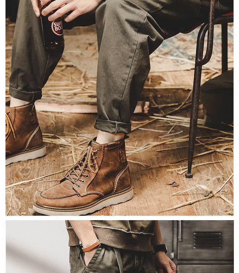 Men’s Trendy Retro Lumberjack Cuffed Pants - Loose, Straight, Casual Workwear for Spring and Autumn.