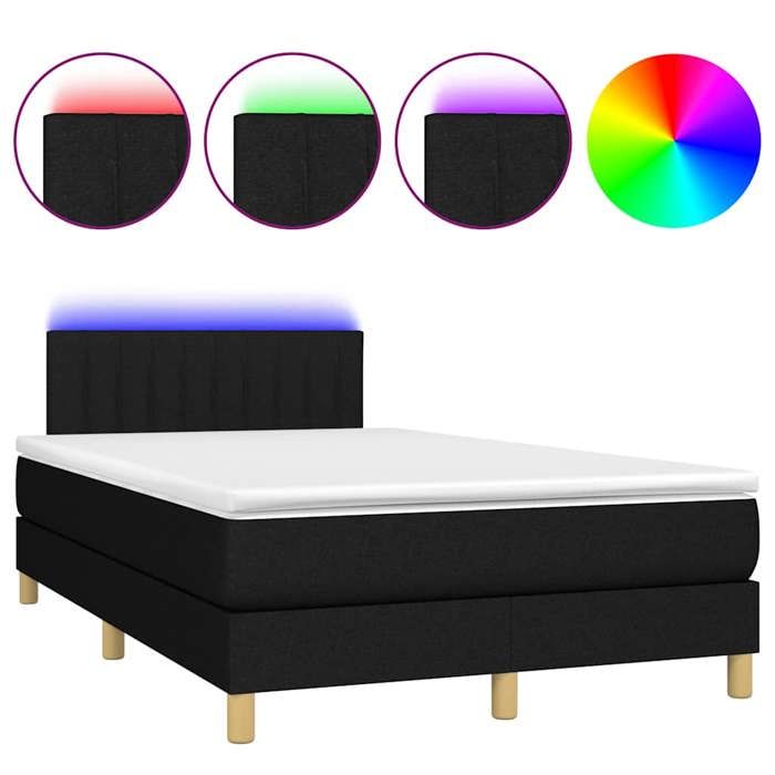 Maison Exclusive - Sommier à lattes de lit matelas et LED noir 120x190 cm tissu