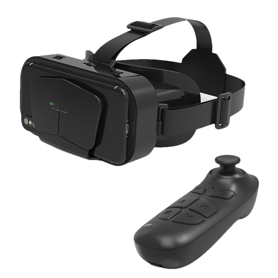 

Очки виртуальной реальности VR для домашнего просмотра 3D VR-шлем, подходящий для мобильных телефонов с большим экраном 4,7–7 дюймов, поддержка игрового контроллера With GamePad B чёрный