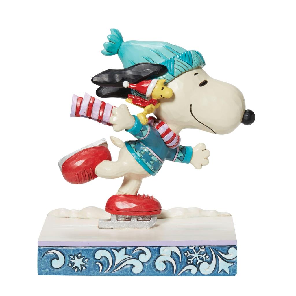 Enesco Peanuts by Jim Shore Snoopy and Woodstock Ice Skating Figure 6013050 6.25" Multicolor,