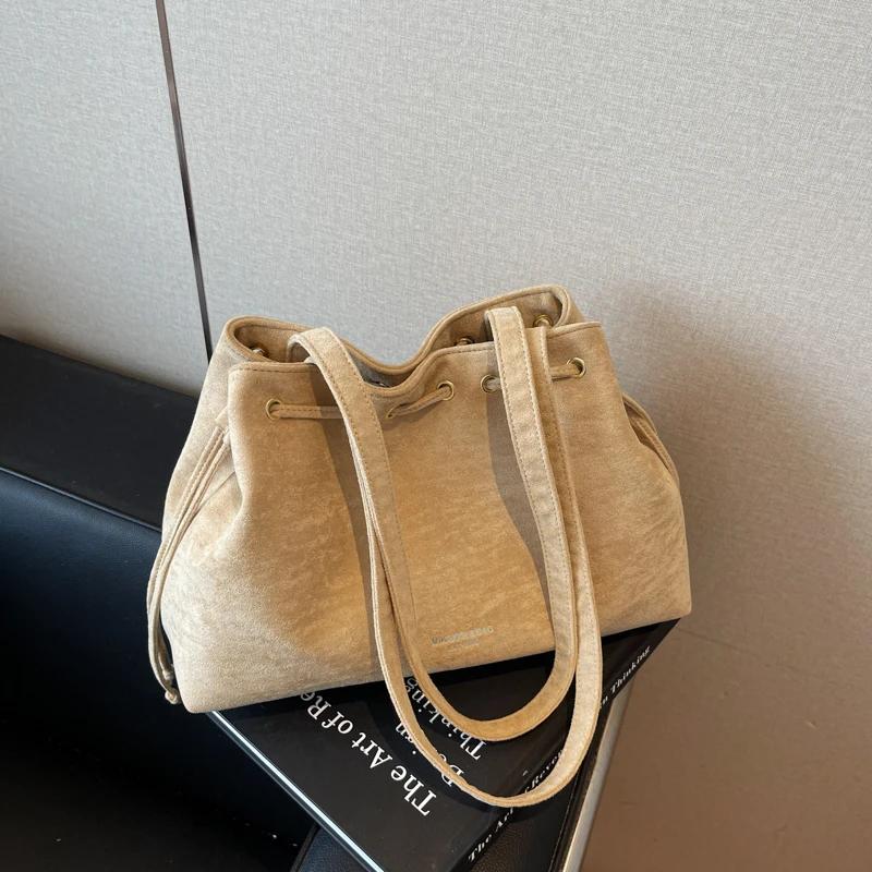 Fashion Faux Suede Hasp Sewing Thread Shoulder Bags 2026 Hot Sale Large Capacity Commute Stylish Design Women's Crossbody Bags