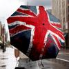 British Flag Artwork Automatic Folding Umbrella - 8-Rib Travel Umbrella with Auto Portable Case, Ideal Gift for Birthdays
