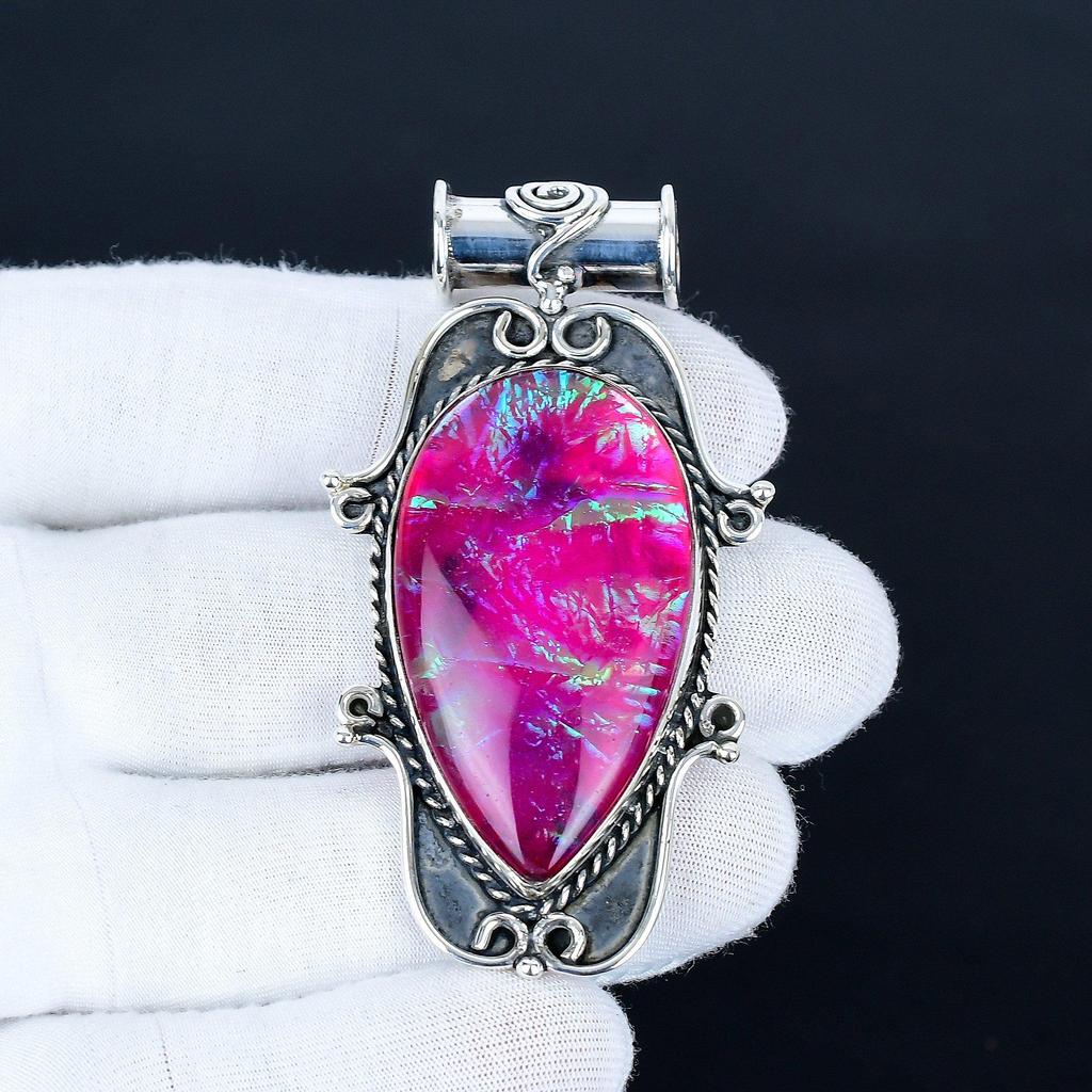 Pink Triplet Opal Pendant, 925 Sterling Silver Handmade Jewelry, Opal Silver Pendant, Party Wear Jewelry For Women's, Pendant Valentine's Day Gift