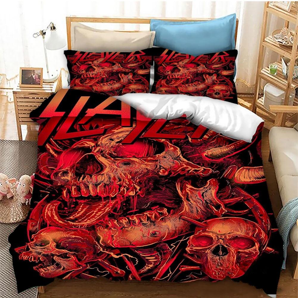 Fashion Slayer Rock Band Bedding Set Duvet Cover Bed Set Quilt Cover Pillowcase Comforter King Queen Size Boys Adult Bedding Set