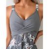 2025 Neues Patchwork-Print Tankini-Set Damen Bescheidene Badeshorts Träger Strand Cover-Up Badeanzug Zweiteilig Sommerurlaub Kleidung