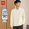 Hongdou Men's 100% Cotton Long-Sleeve Polo Shirt