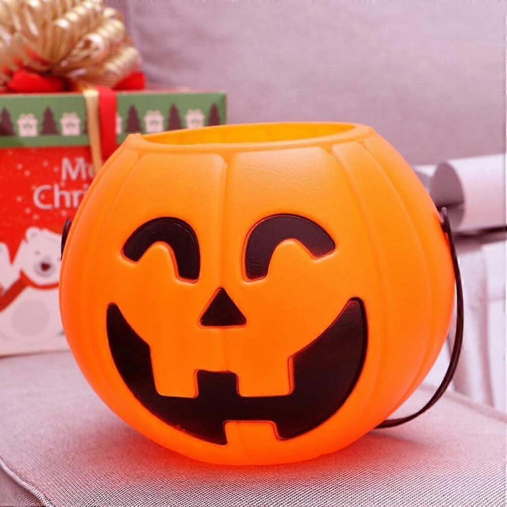 4-Pack Pumpkin Candy Buckets for Kids, Halloween Candy Buckets, Kids Trick or Treat Buckets