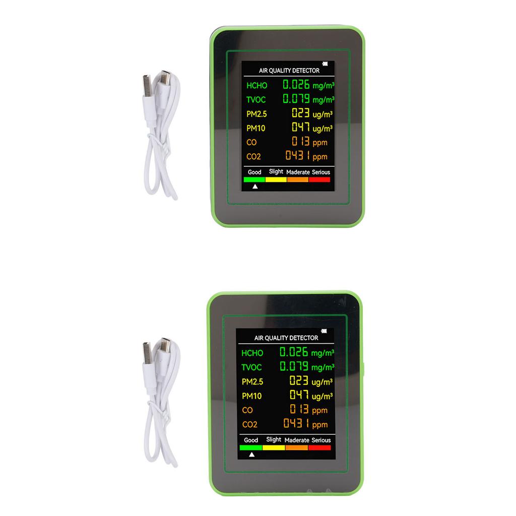 Air Quality Detector CO2 TVOC HCHO PM2.5 PM10 Portable Air Tester Color LCD Digital Display Air Quality Detector