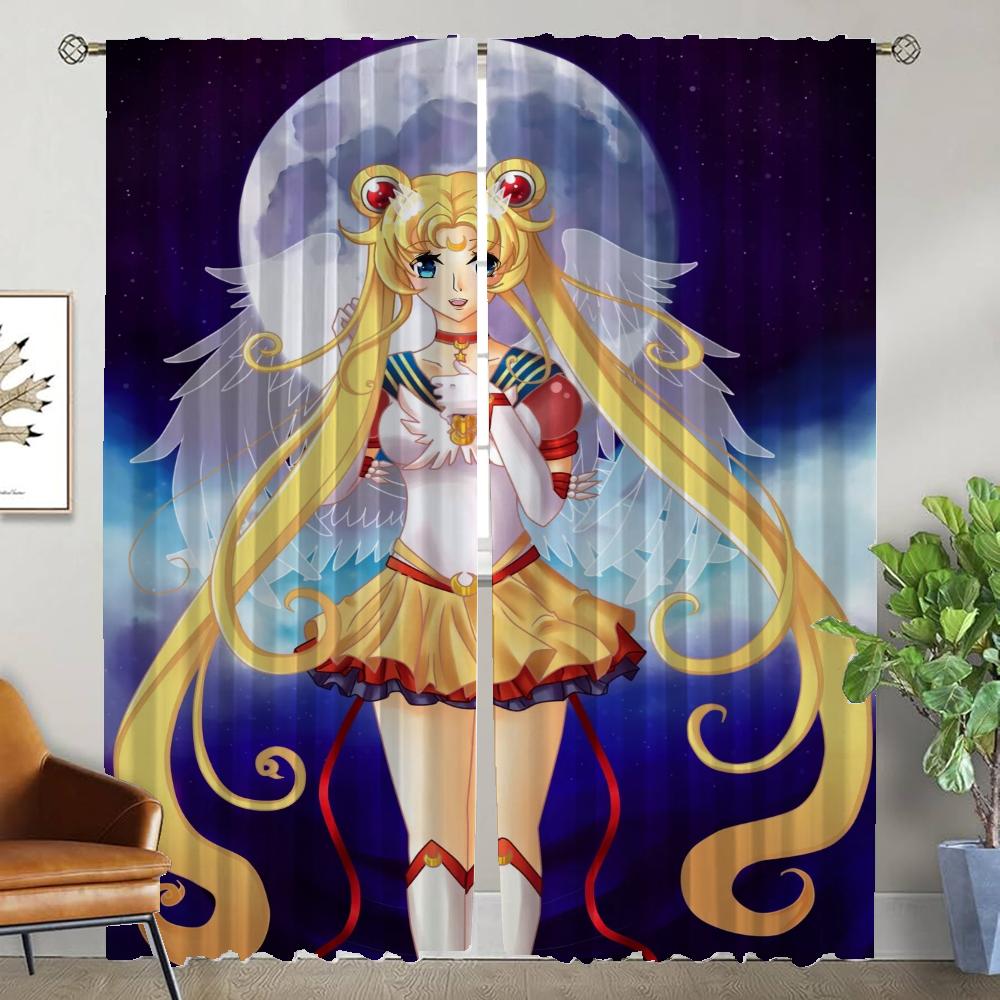 Sailormoons Halloween Decoration Shades Blackout Curtain for Room 2 Panel Elegant Room Curtains Home Interior Curtains Partition
