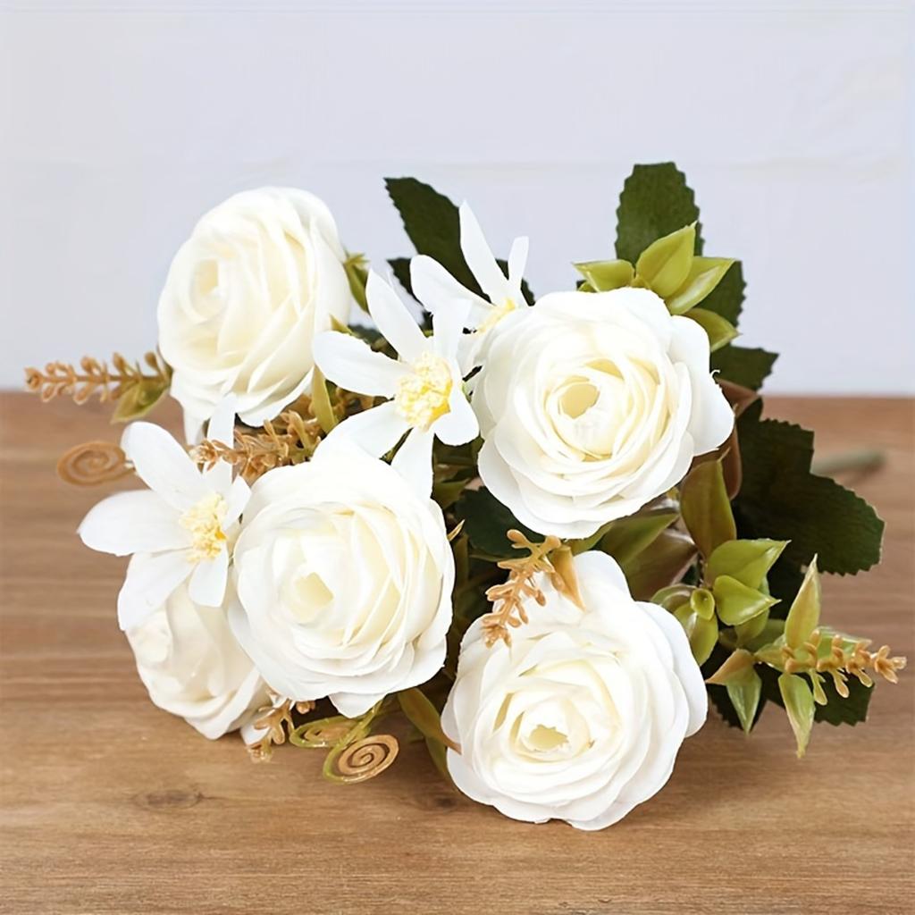 Fake Roses, Artificial Flowers Realistic Silk Faux Rose With Stems For Wedding Decoration Anniversary Bridal Bouquet Floral Arrangement