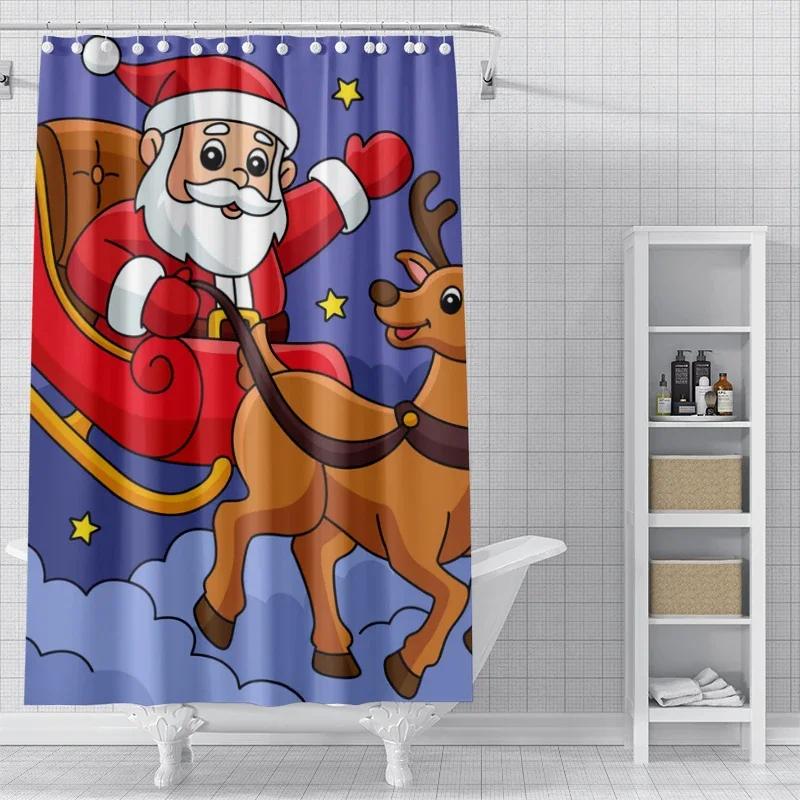 

Home Decoration Shower Curtains For Bathroom Waterproof Curtain Fabric Modern Nordic Style Living Room Merry Christmas Winter W60H190(CM)-1 Pcs