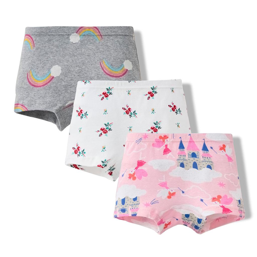 Girls' Pure Cotton Cartoon Boxer Briefs - Breathable School Shorts