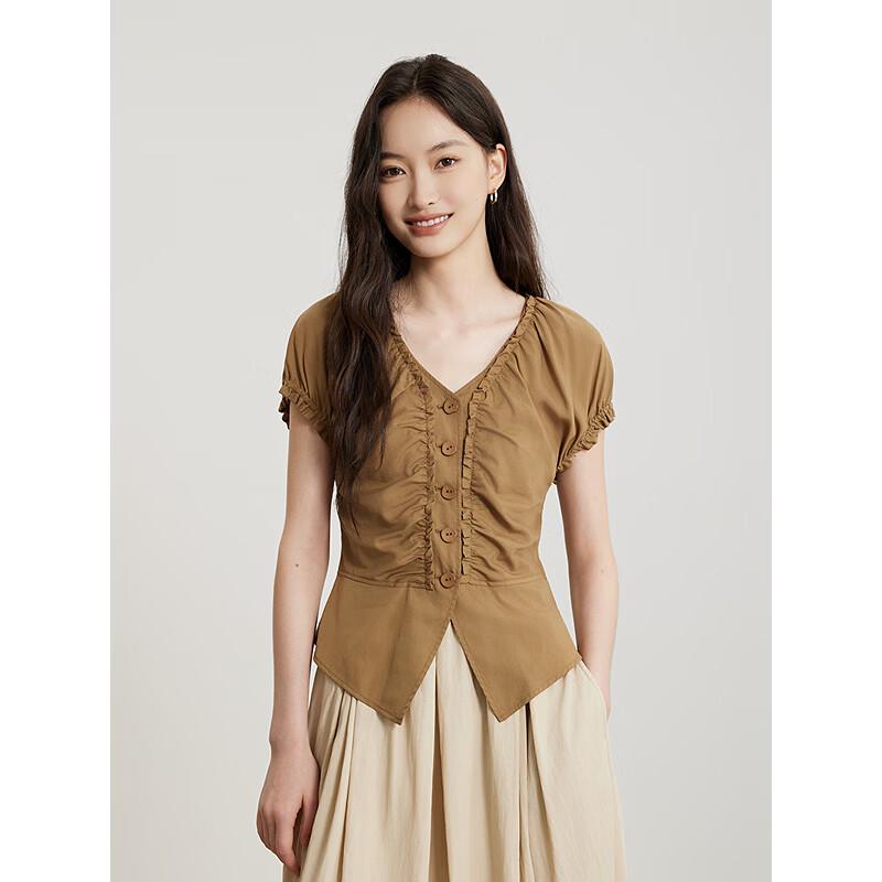 Gejin Women s V-Neck Short Sleeve Blouse XL