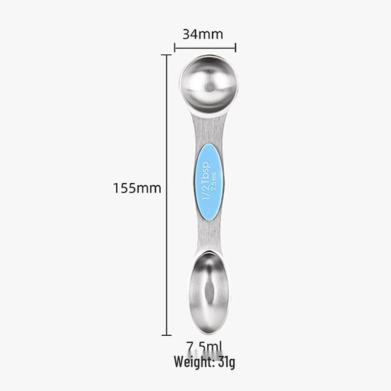 Magnetic Stainless Steel Double-Ended Measuring Spoon Set for Coffee, Baking, and Seasoning