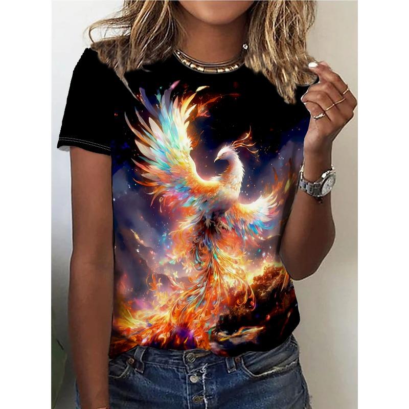 Sommer Drachen Phoenix Wolke 3D Druck T-shirts Frauen Streetwear Casual Fashion Y2k Kurzarm T Shirt Oansatz Tees Tops Kleidung