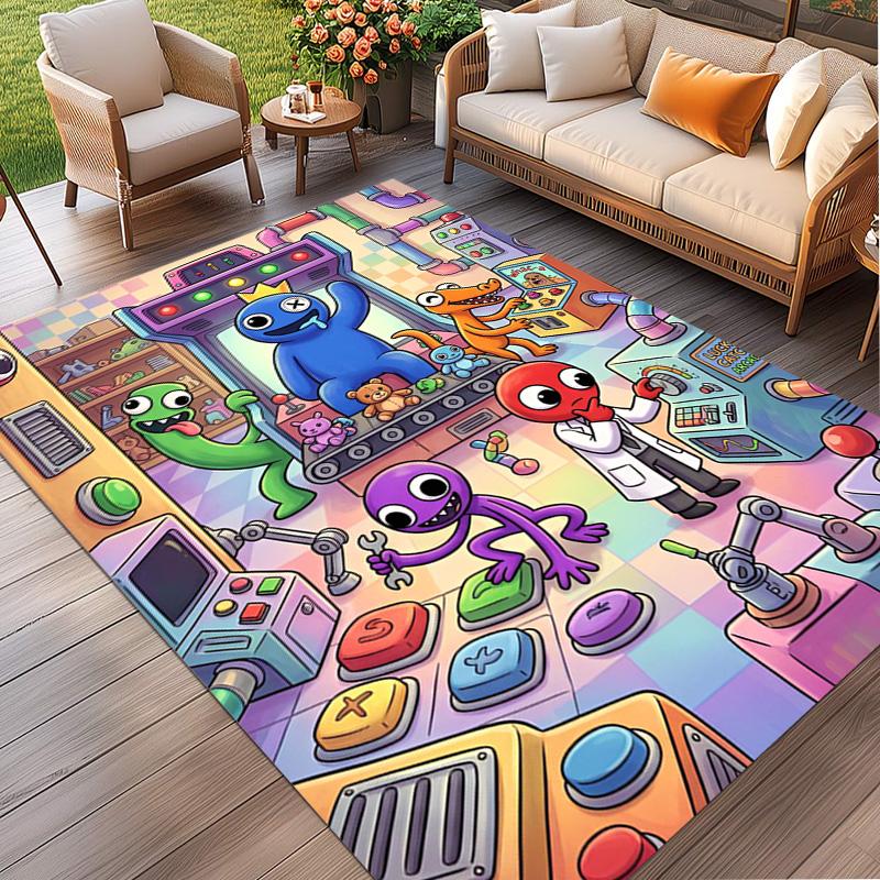 Game Rainbow Friends Print Rug, Washable Floor Carpet, For Entryway Dorm Laundry Room Office Study, Home Decor Birthday Christmas Gift