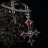 Gotisch Punk Blutrot Umgekehrtes Kreuz Halskette Gotischer Schmuck für Männer Frauen