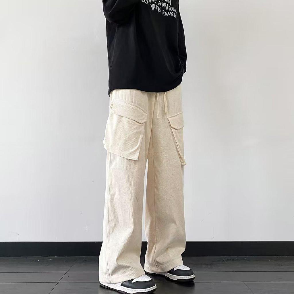 Overalls Men's Trendy Brand Spring and Autumn New Loose Straight Corduroy Casual Sweatpants