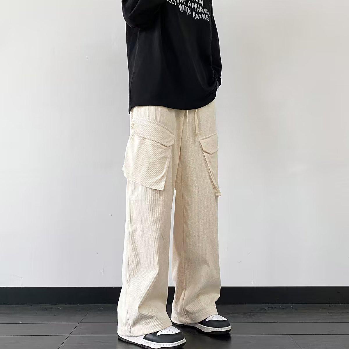 Overalls Men s Trendy Brand Spring and Autumn New Loose Straight Corduroy Casual Sweatpants M