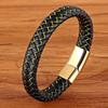 Men Jewelry Punk Black Blue Braided Leather Bracelet for Men Stainless Steel Magnetic Clasp Fashion Bangles Gifts 6 Colors
