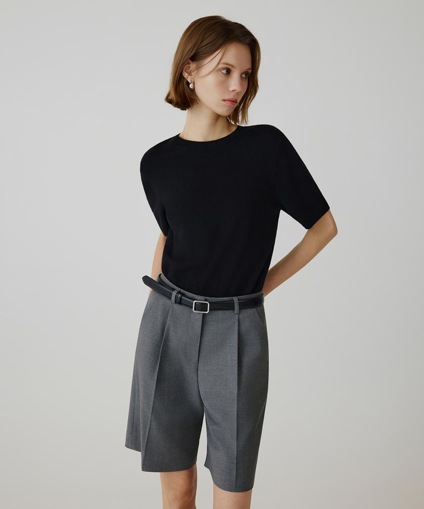 Siyajyu Sikn2184 Basic Round Neck Short Sleeve Knit_Black