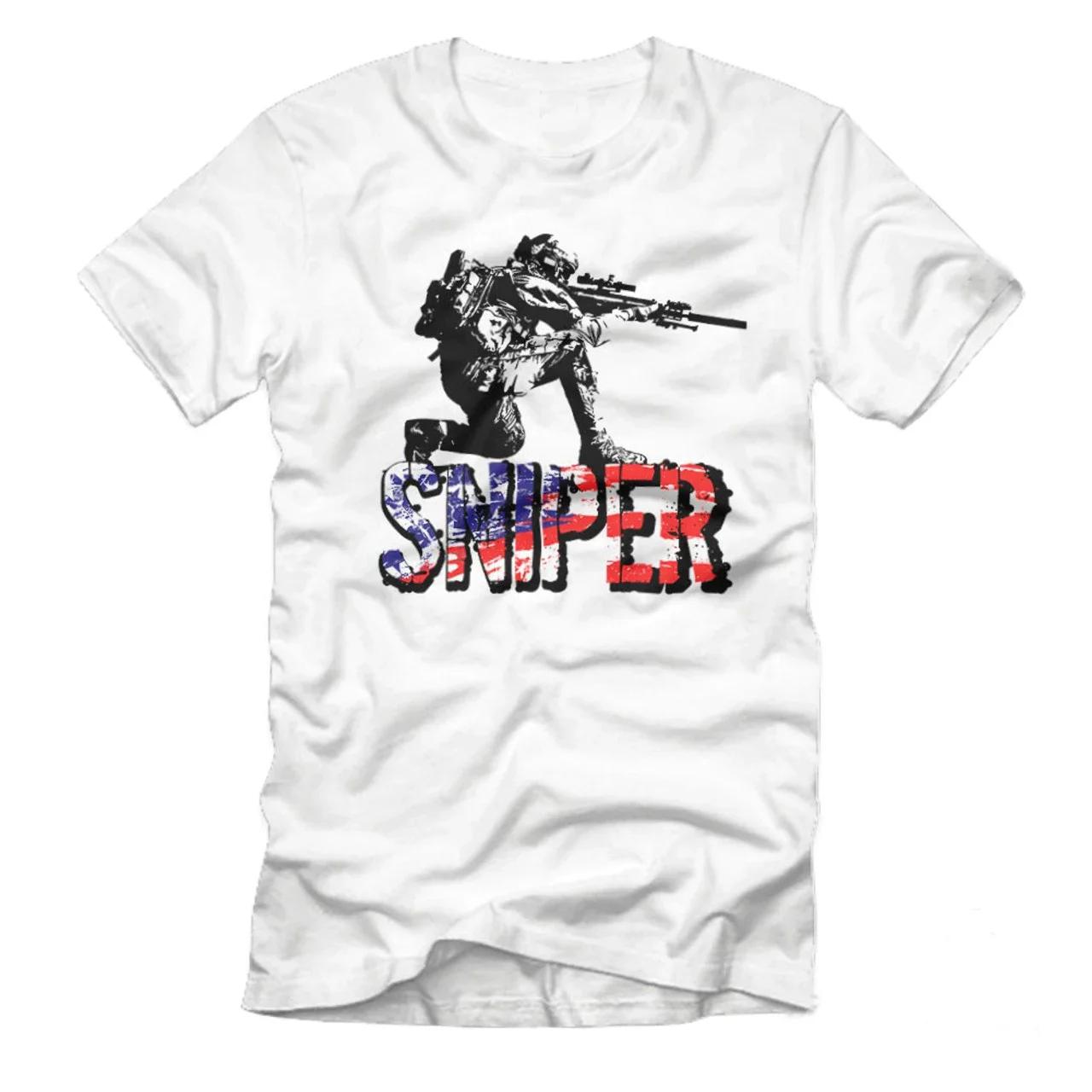 USA Flag Sniper Rifle Infantry Tactical TShirt Summer Cotton Short Sleeve ONeck Mens T Shirt New S3XL S